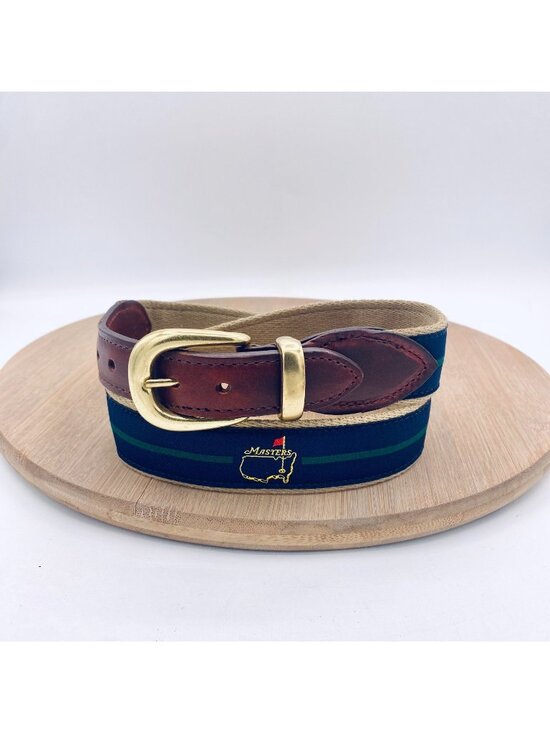 Vintage Masters Golf Belt Womens 32 Brown Full Grain Leather Nylon Brass Buckle